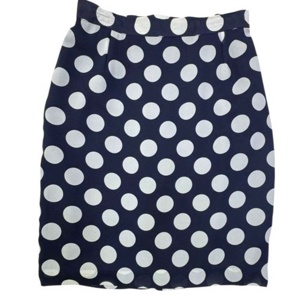 Vintage Marie Clemence Paris 90s Y2K Polka Dot Lined Navy Skirt France 42
